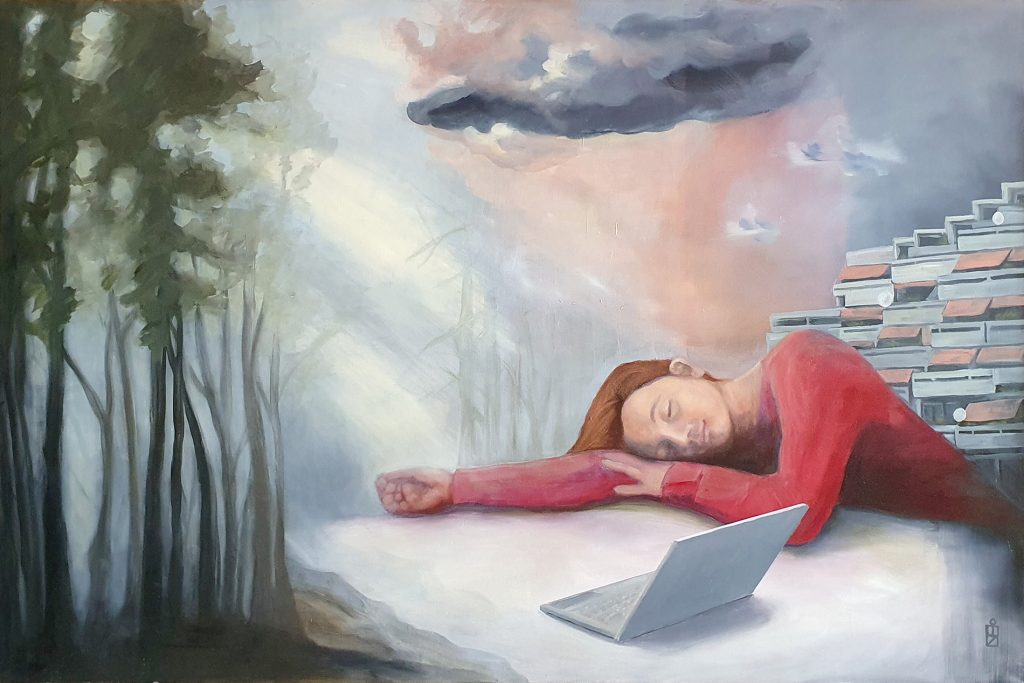 Gemälde zeigt eine schlafende junge Frau