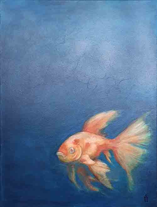 Ein_leiser_Zweifel_n Malerei zeigt einen Schleierfisch