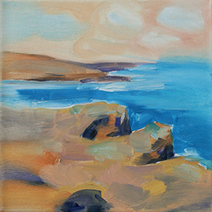 Kleines Landschaftsbild in Orangetönen