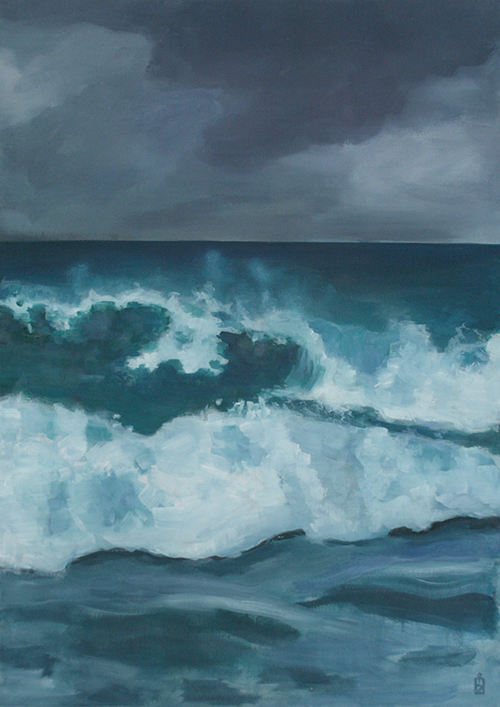 Gemälde des aufgewühlten und stürmischen Meeres