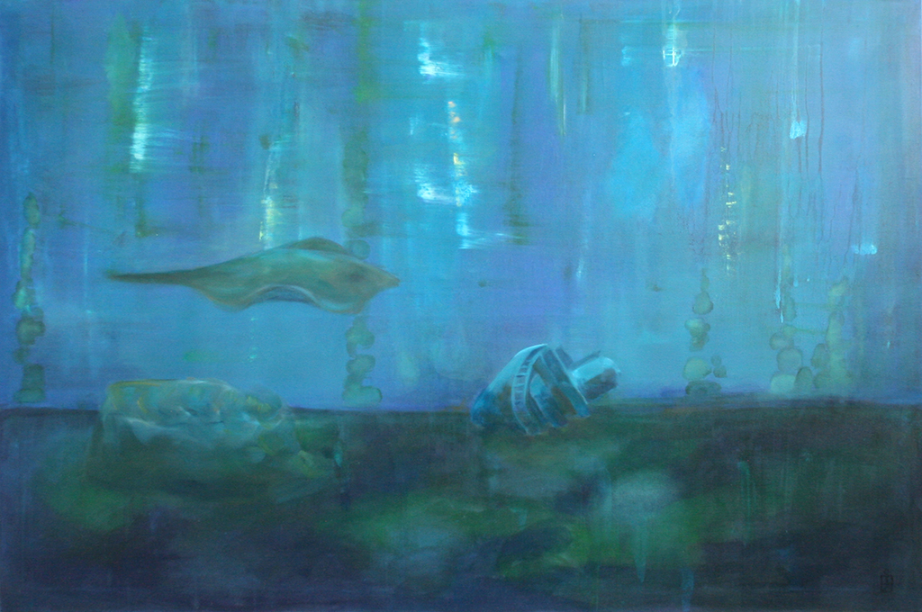 Gemälde eines Rochens und eines Schiffswracks