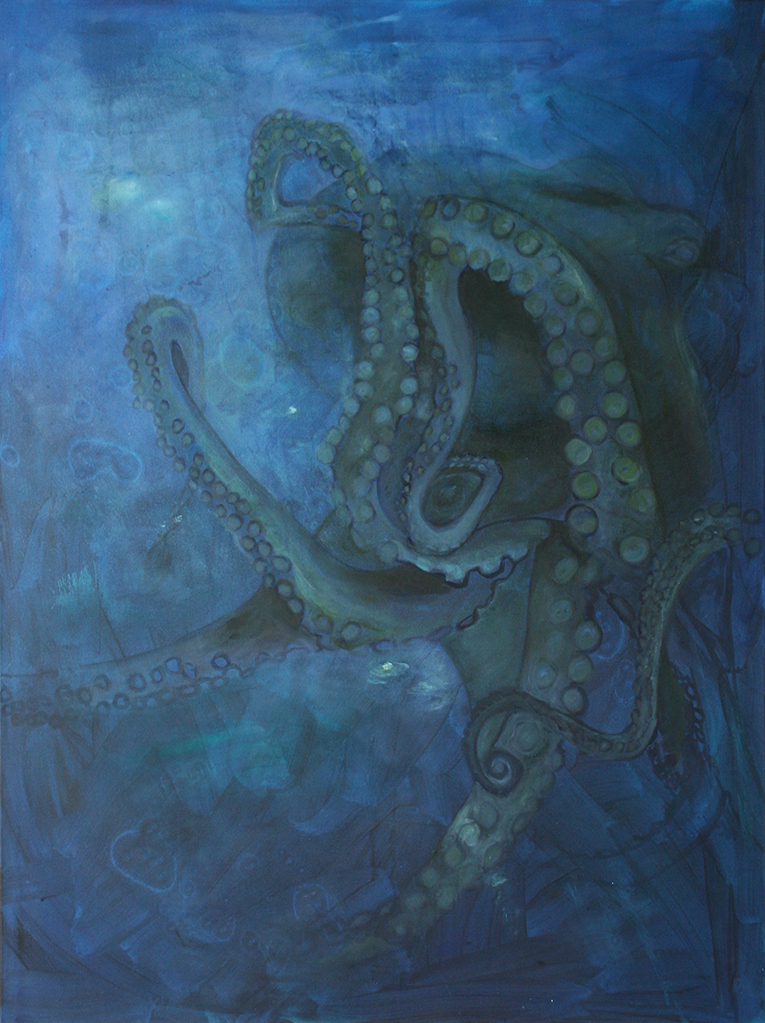 Großformatiges Gemälde eines Oktopus