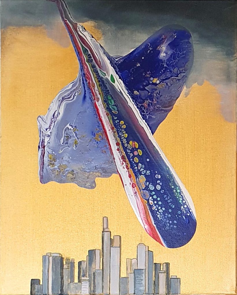 Surrealistisches Bild einer Großstadt