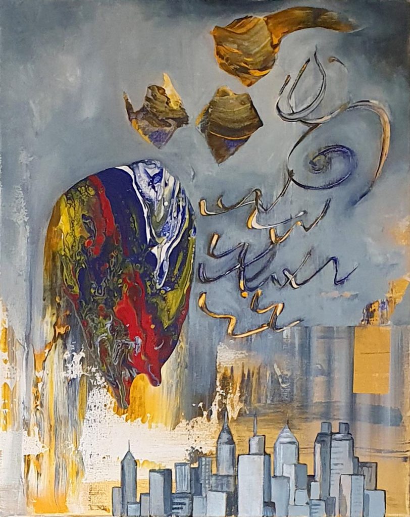 Surrealistisches expressives Bild einer Großstadt