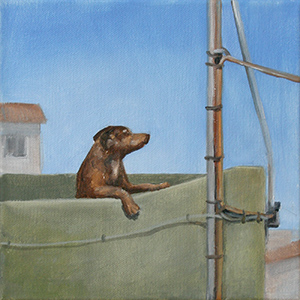 Kleines Gemälde eines Hundes