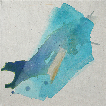 Kleines abstraktes Gemälde in Blautönen